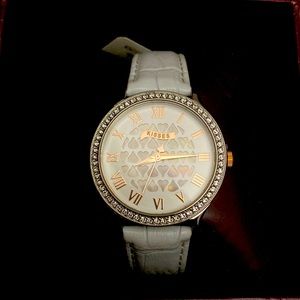 A Hershey Kiss Watch Collection white leather with rose gold details NWT